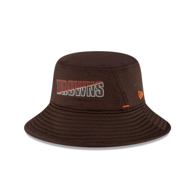 Brown Cleveland Browns Hat - New Era NFL Official Summer Sideline Stretch Bucket Hat USA1345286